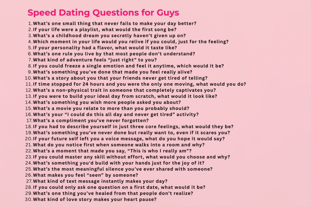 92 Speed Dating Questions to Ask a Guy